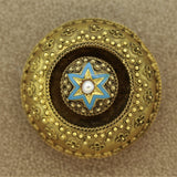 Victorian Pearl Enamel Gold Brooch