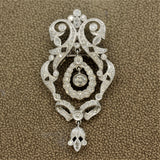 Mid-Century Diamond Platinum Dangle Drop Pendant-Brooch