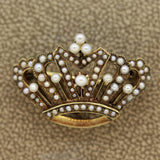 Antique Seed-Pearl Gold Crown Brooch-Pendant