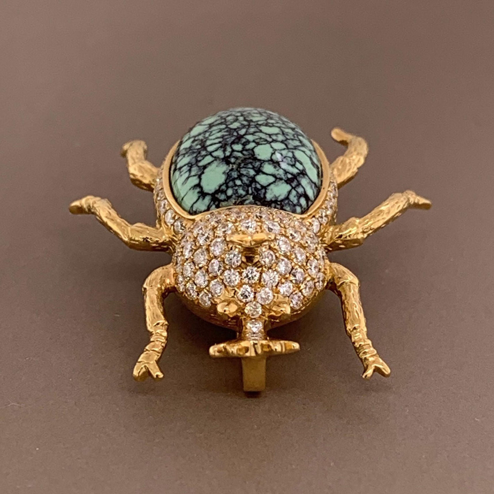 Diamond Turquoise Beetle Pendant-Brooch