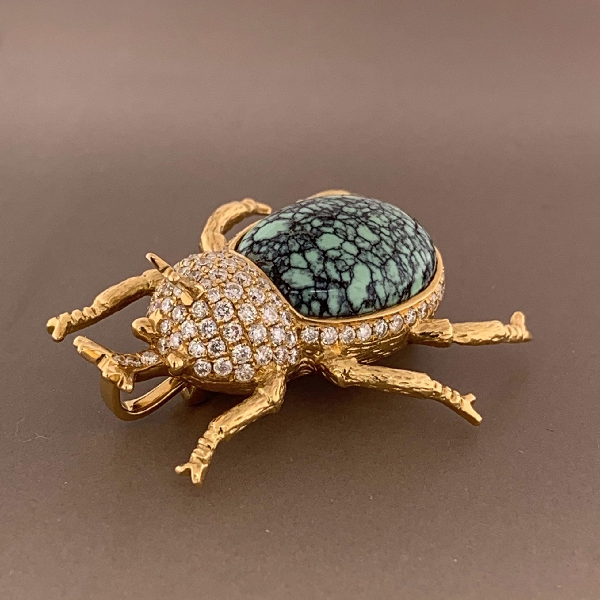 Diamond Turquoise Beetle Pendant-Brooch