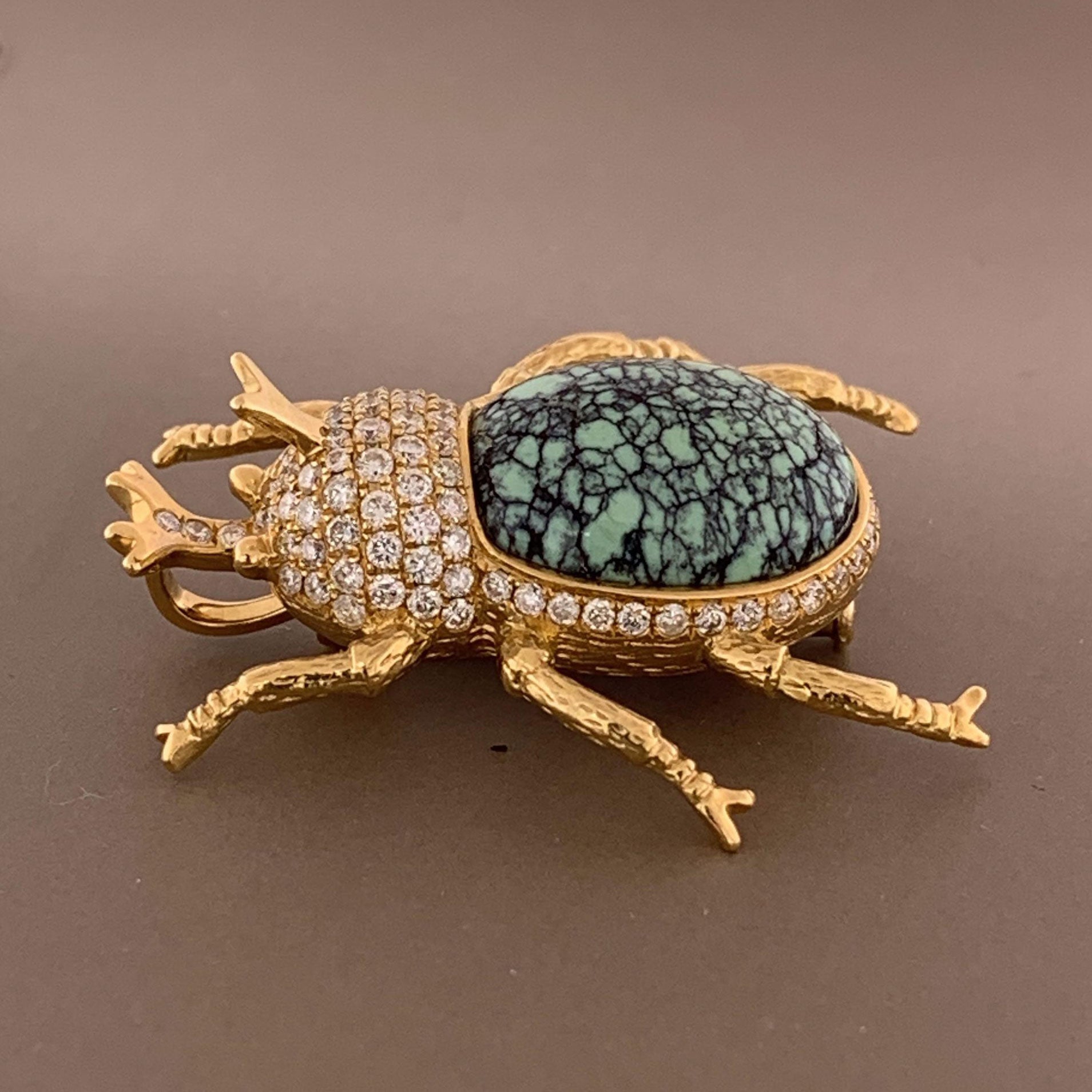 Diamond Turquoise Beetle Pendant-Brooch