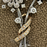 Diamond Gold Flower Pin Brooch