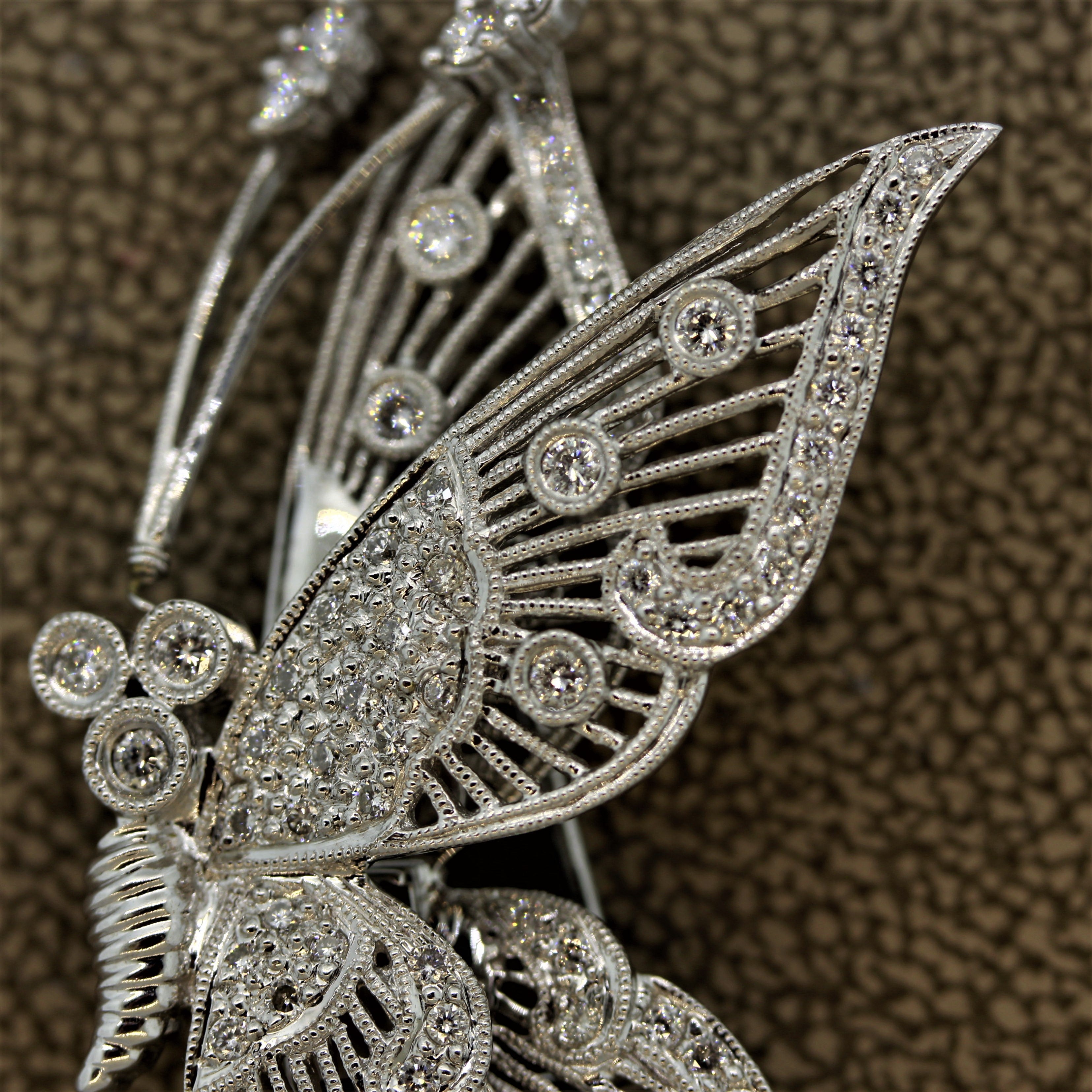 Diamond Gold “Tremble” Butterfly Brooch