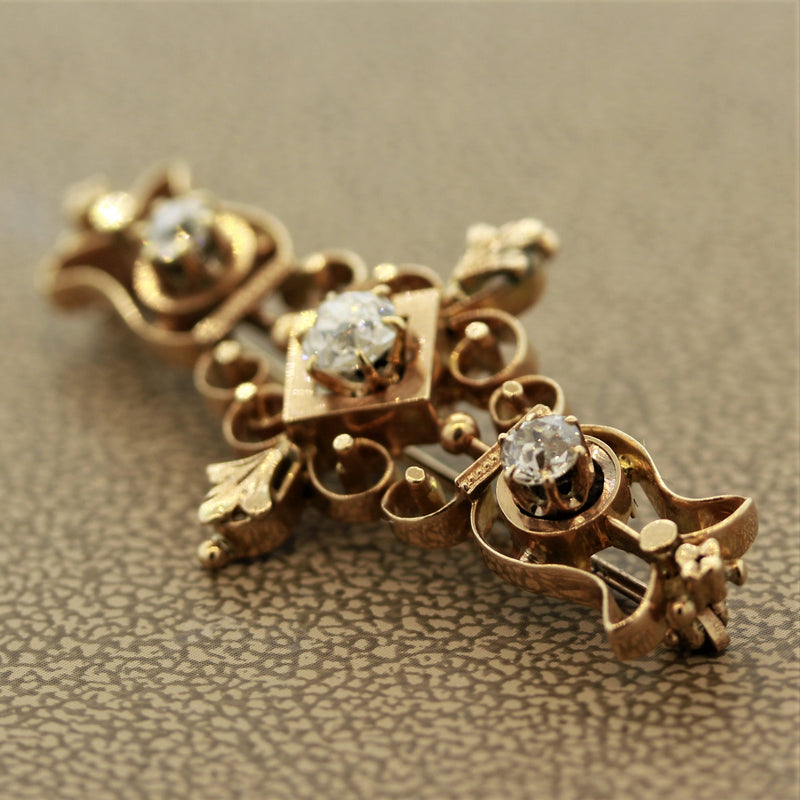 Victorian Diamond Gold Pin Brooch