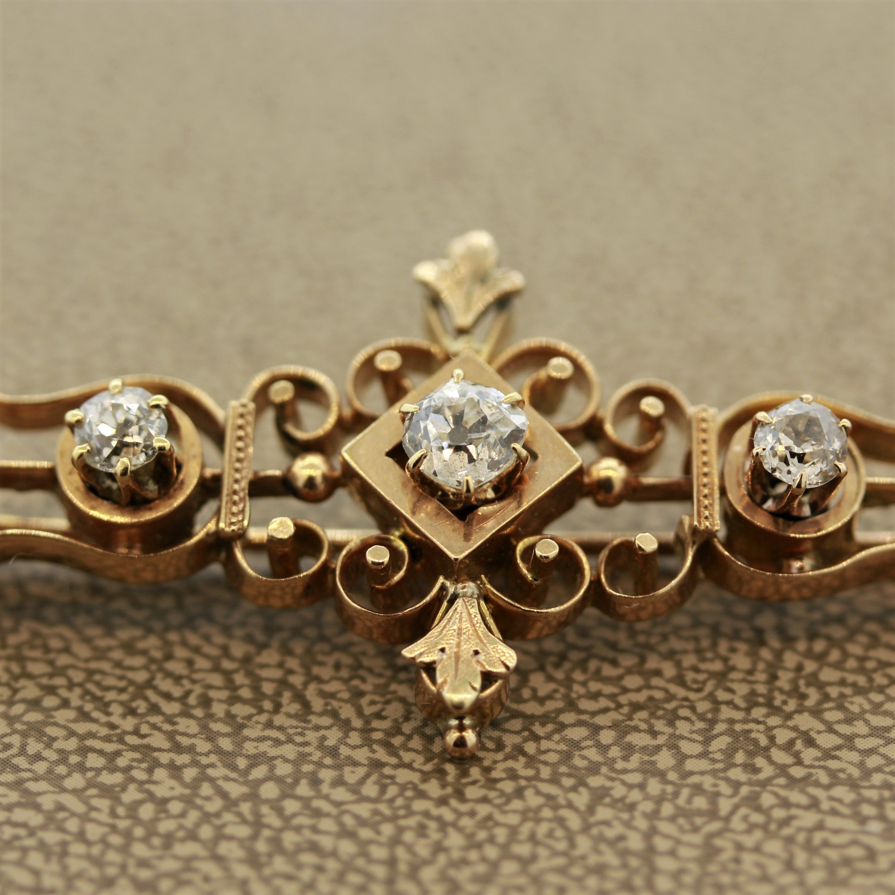 Victorian Diamond Gold Pin Brooch