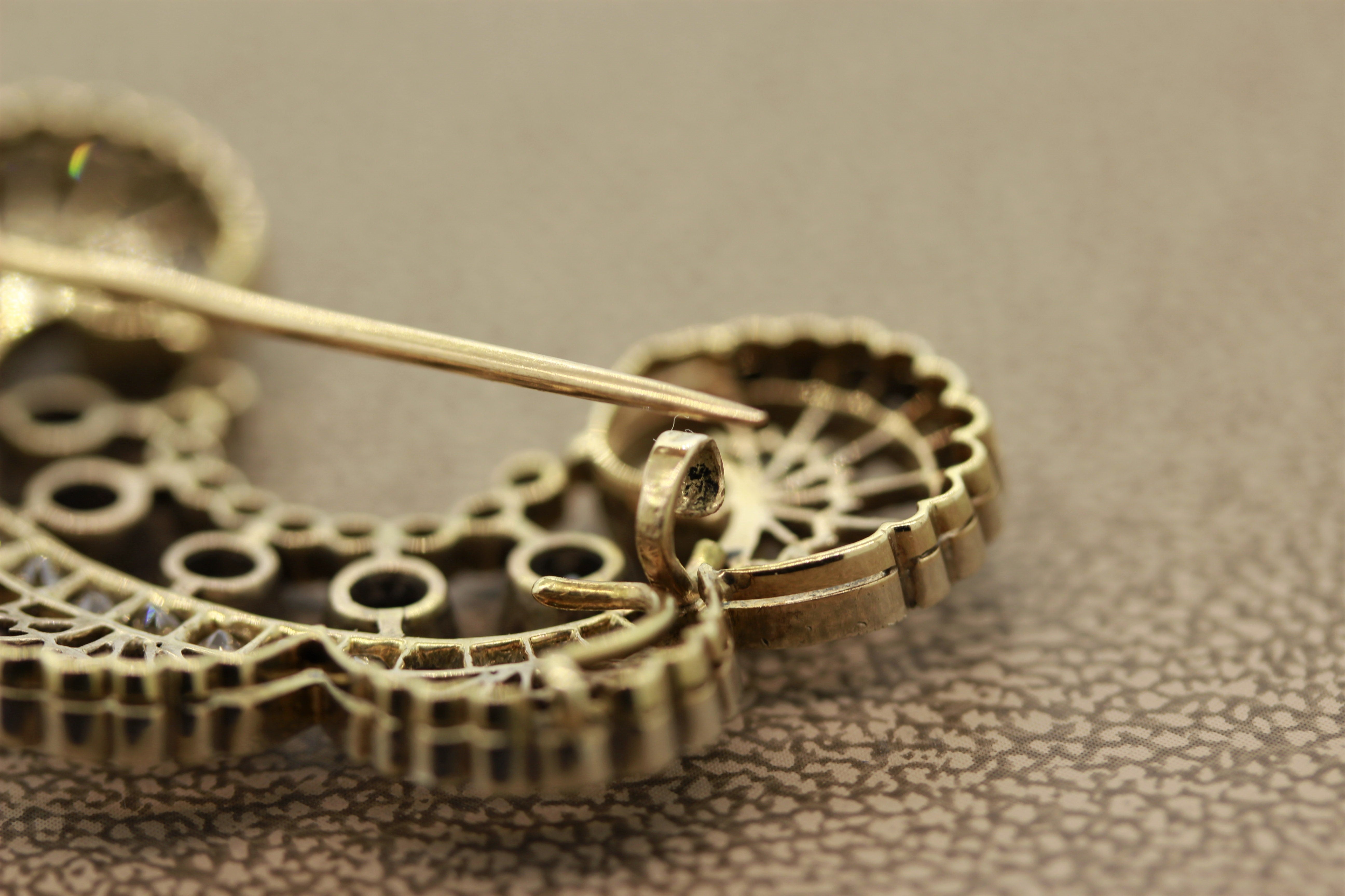 Antique Diamond Gold Silver-topped Brooch