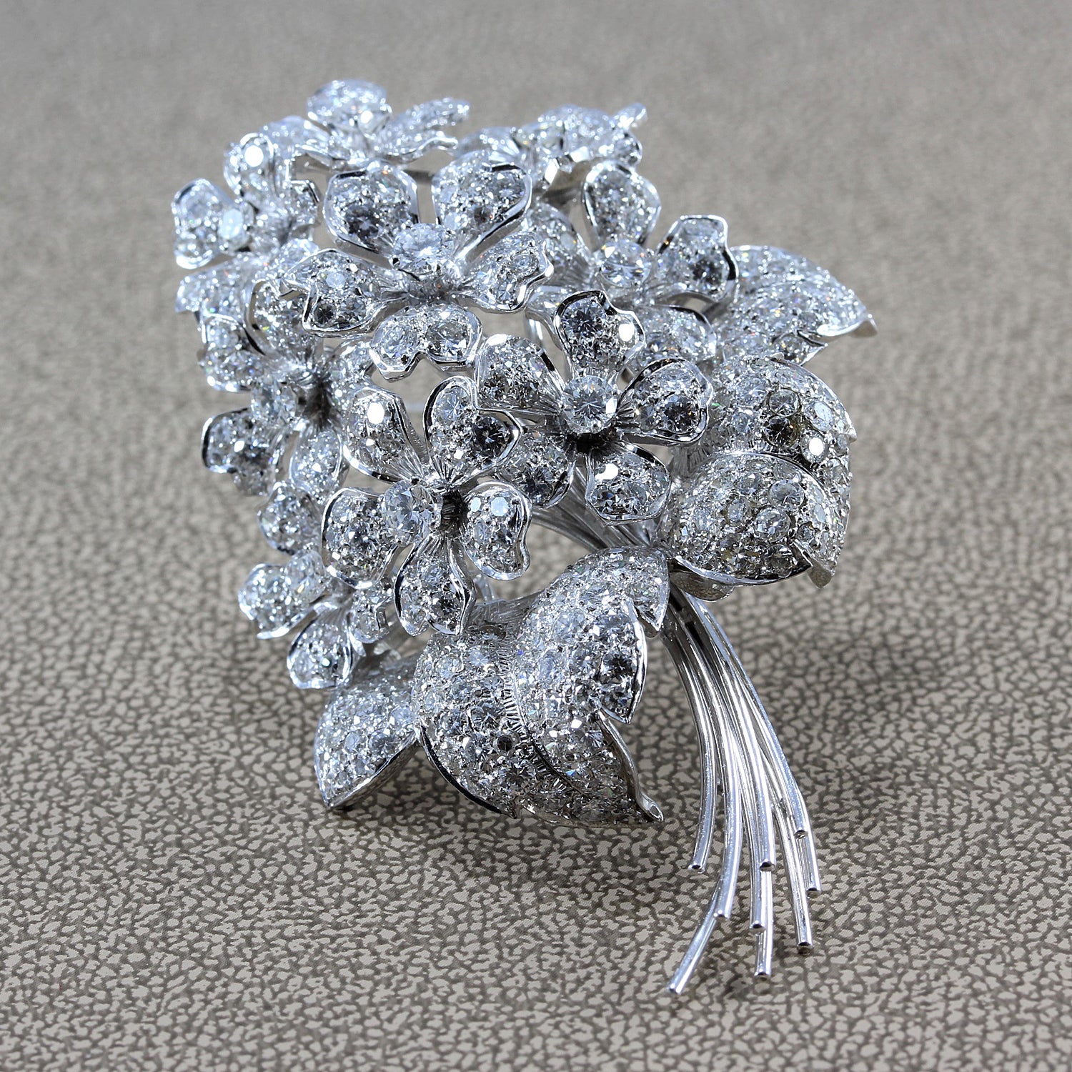 Diamond Gold Flower Bouquet Brooch