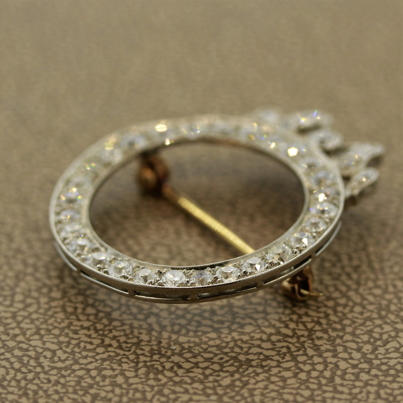 Edwardian Diamond Platinum Circle Pin Brooch