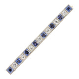 Art Deco Sapphire Diamond Platinum Gold Bar-Pin Brooch
