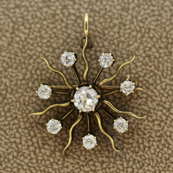 Victorian Sunburst Diamond Pin