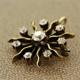 Victorian Diamond Gold Sunburst Pin Brooch