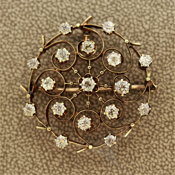 Victorian Diamond Gold Circle Brooch