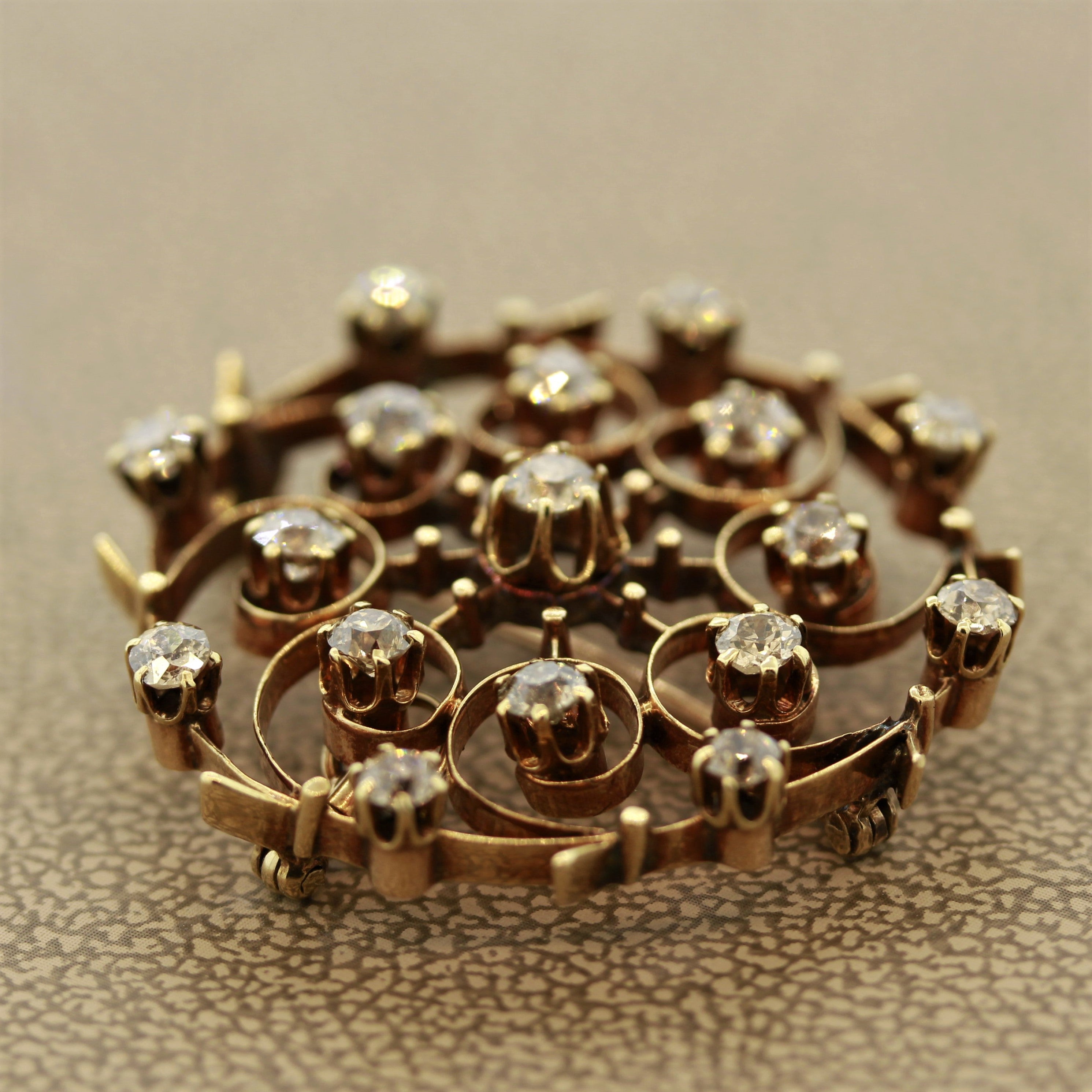 Victorian Diamond Gold Circle Brooch