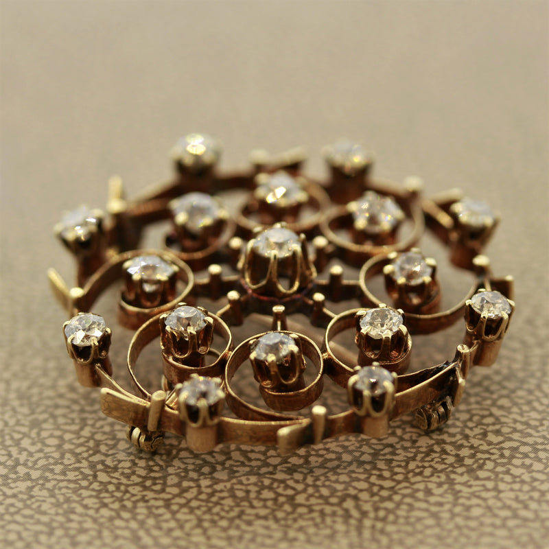 Victorian Diamond Gold Circle Brooch