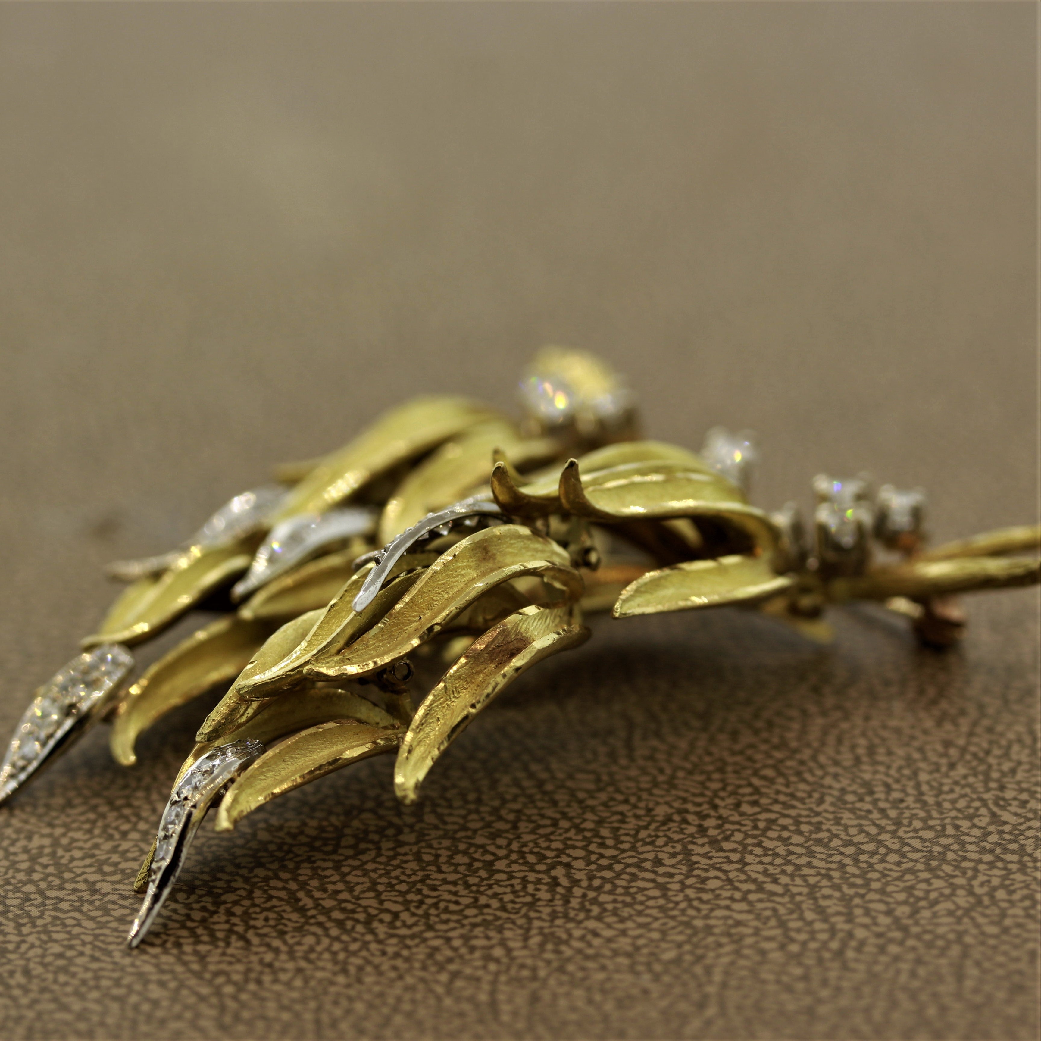 Diamond Gold “Tree Branch” Brooch