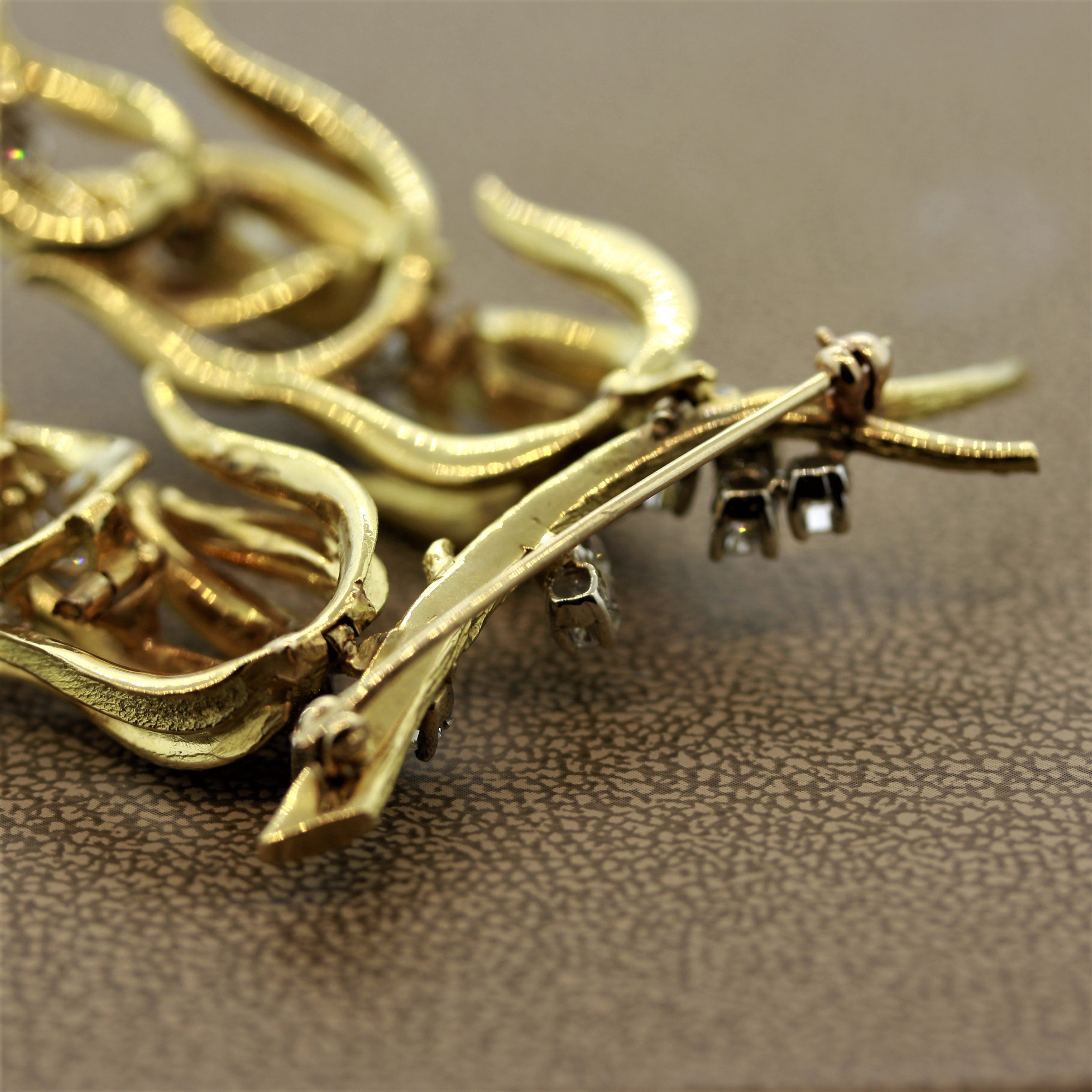 Diamond Gold “Tree Branch” Brooch