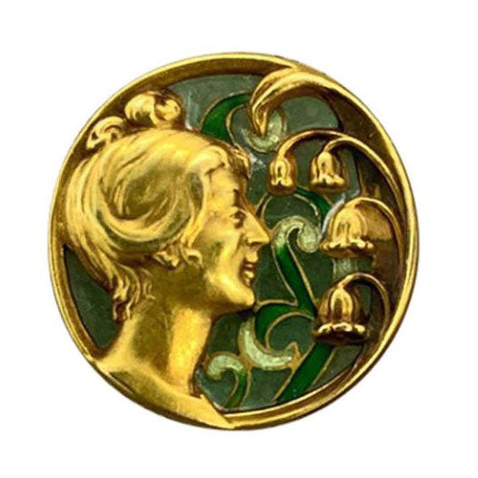 Plique-à-Jour Enamel Gold Brooch Pendant