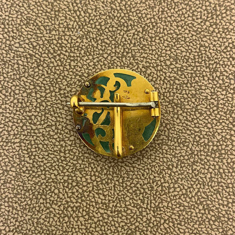 Plique-à-Jour Enamel Gold Brooch Pendant