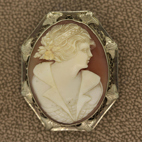 Antique Agate Cameo Gold Pendant-Brooch
