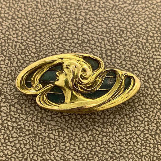 Victorian Plique-à-Jour Enamel Gold Brooch and Pendant