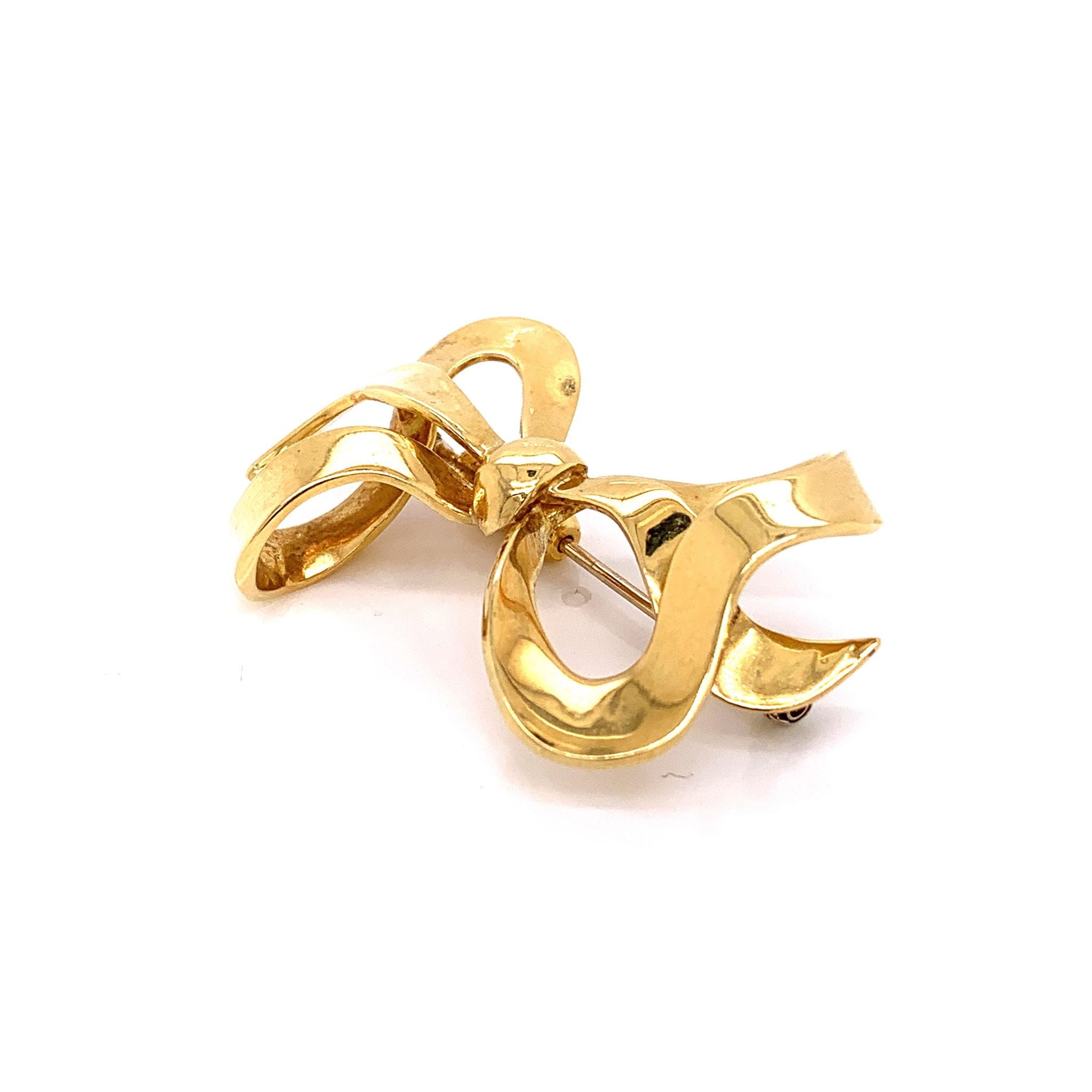 Italian Gold Bow Pin-Brooch