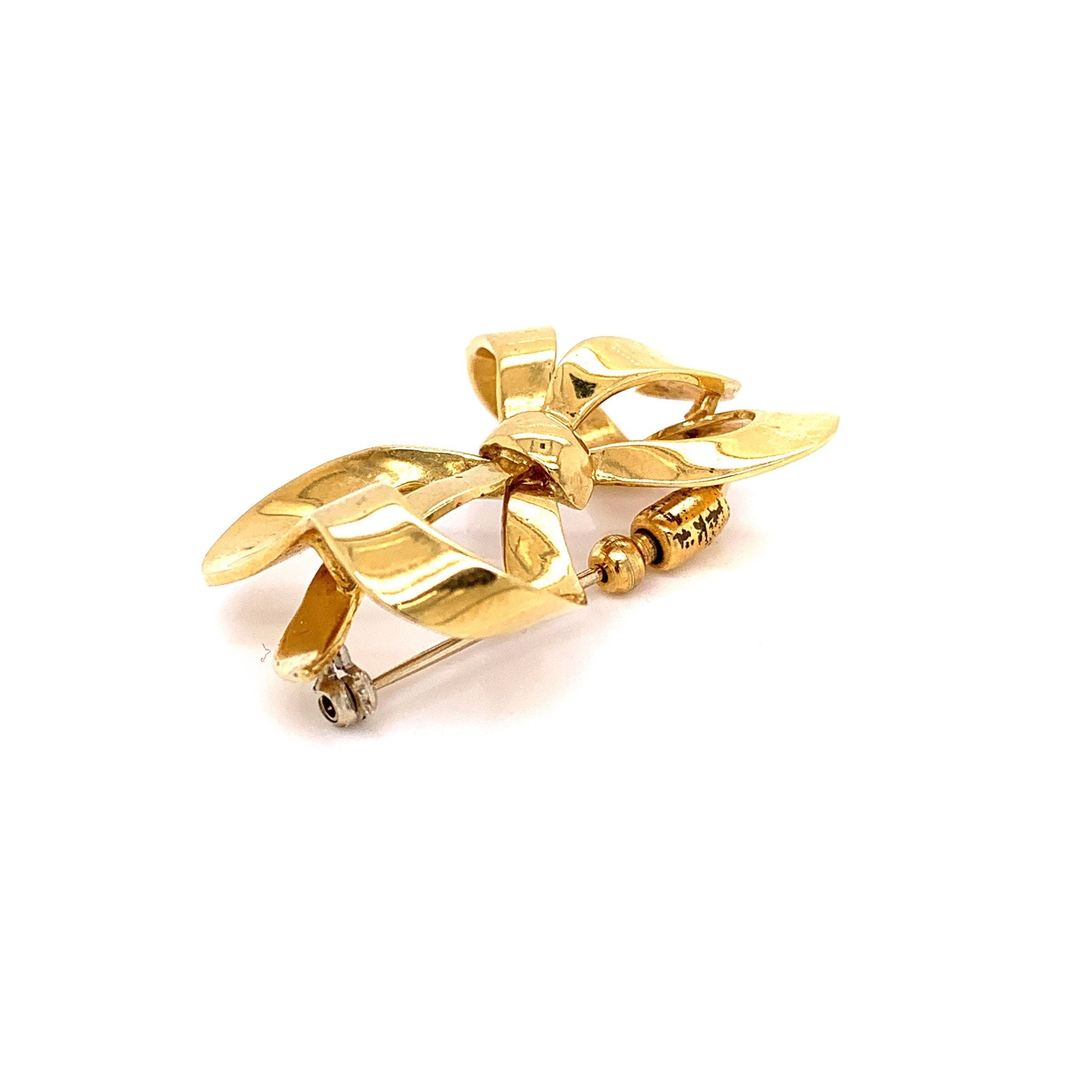 Italian Gold Bow Pin-Brooch