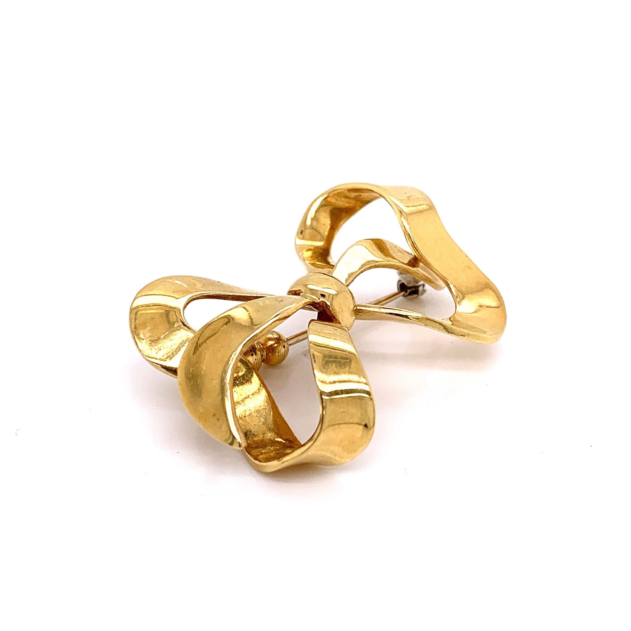 Italian Gold Bow Pin-Brooch