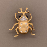 Sapphire Diamond Gold Insect Pin Brooch