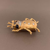 Sapphire Diamond Gold Insect Pin Brooch
