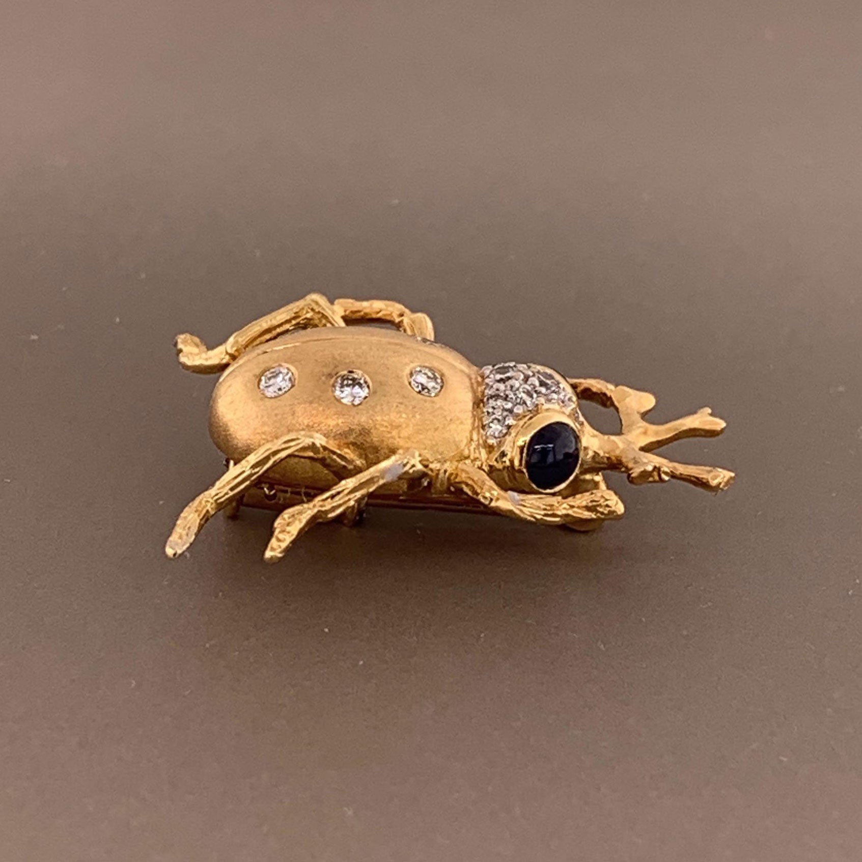 Sapphire Diamond Gold Insect Pin Brooch