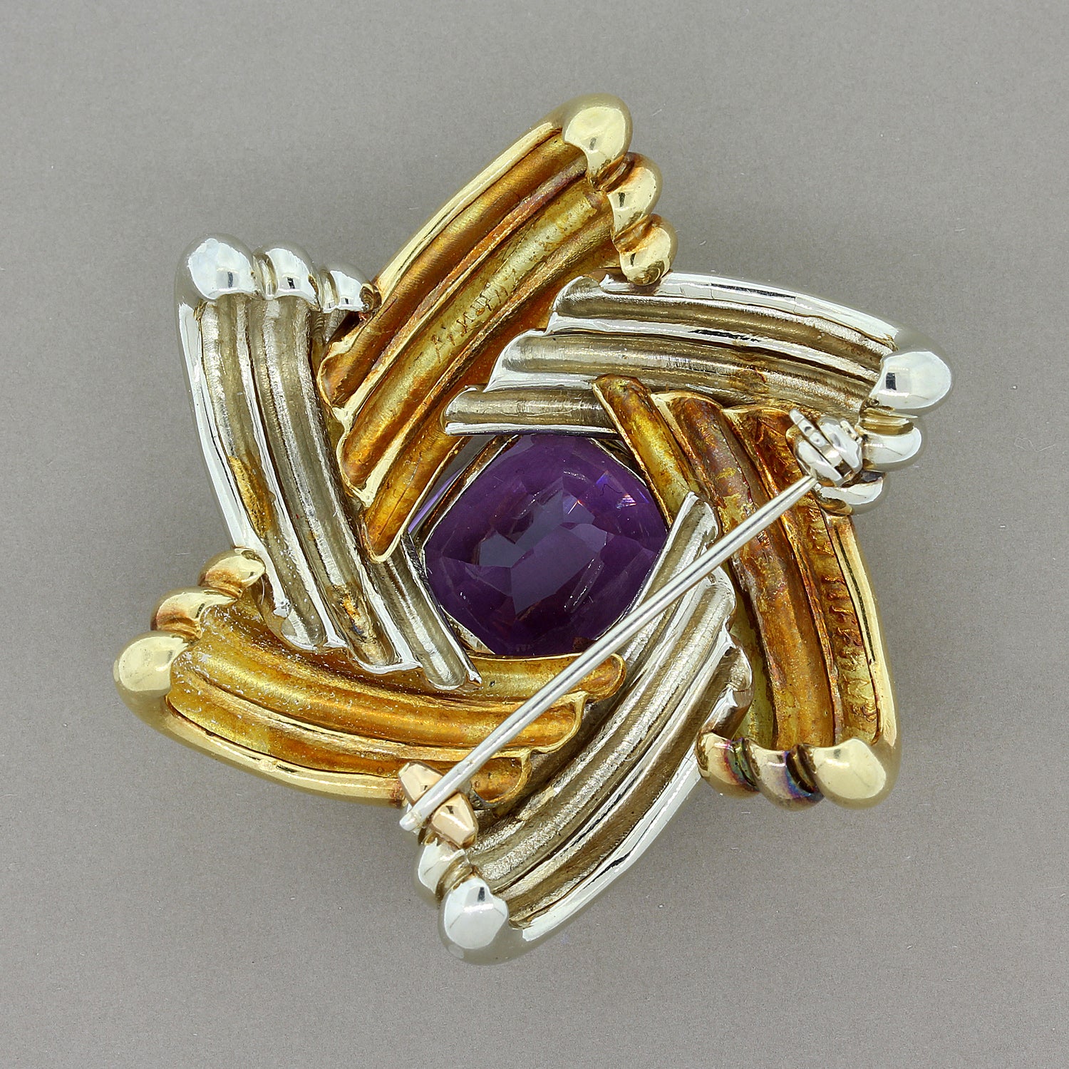 Tiffany & Co. Amethyst Star Gold Brooch