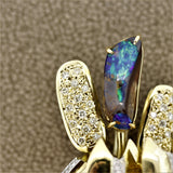 Boulder Opal Diamond Gold Flower-Bouquet Brooch-Pendant