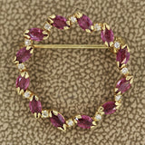 Ruby Diamond Gold Wreath Pin-Brooch