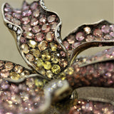 Zadora Padparadscha Sapphire Diamond Gold Orchid Brooch