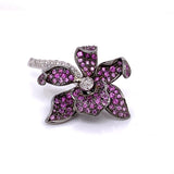 Diamond Pink Sapphire Gold Orchid Pin Brooch