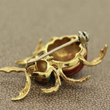 Mid-Century Italian Enameled Gold Horned-Beetle Pin Brooch