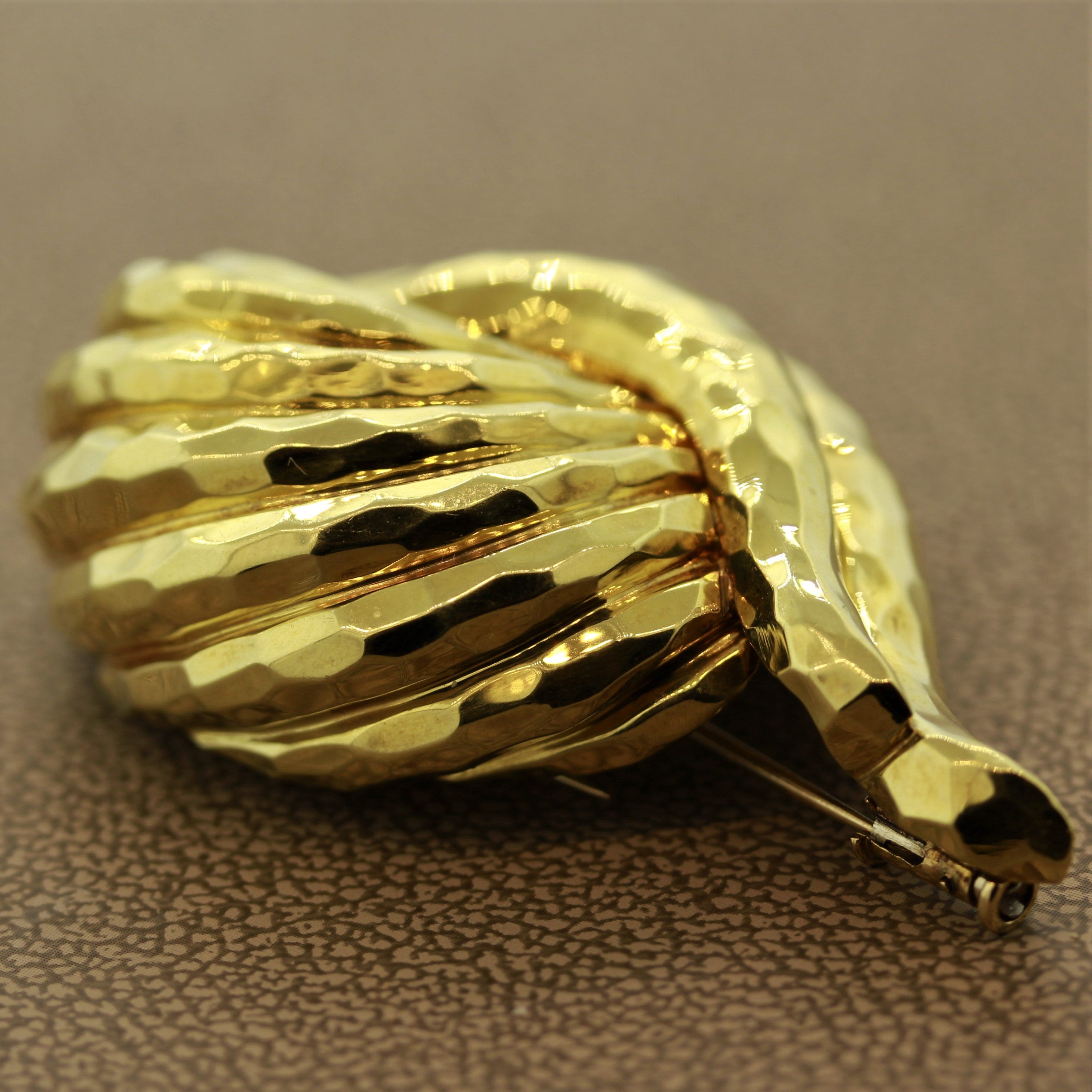 Henry Dunay Hammered Gold Brooch