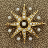Victorian Seed-Pearl Gold Starburst Pin-Pendant