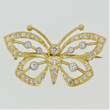 Diamond Gold & Platinum Butterfly Pin Brooch