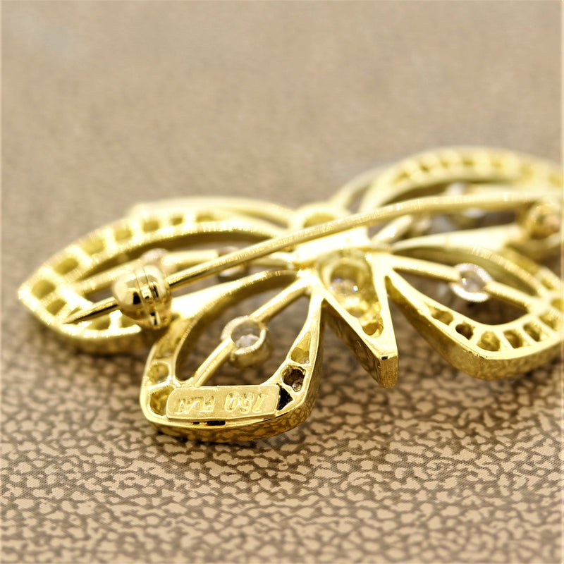 Diamond Gold & Platinum Butterfly Pin Brooch