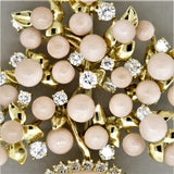 Julius Cohen Angel Skin Coral Diamond Gold Floral Brooch