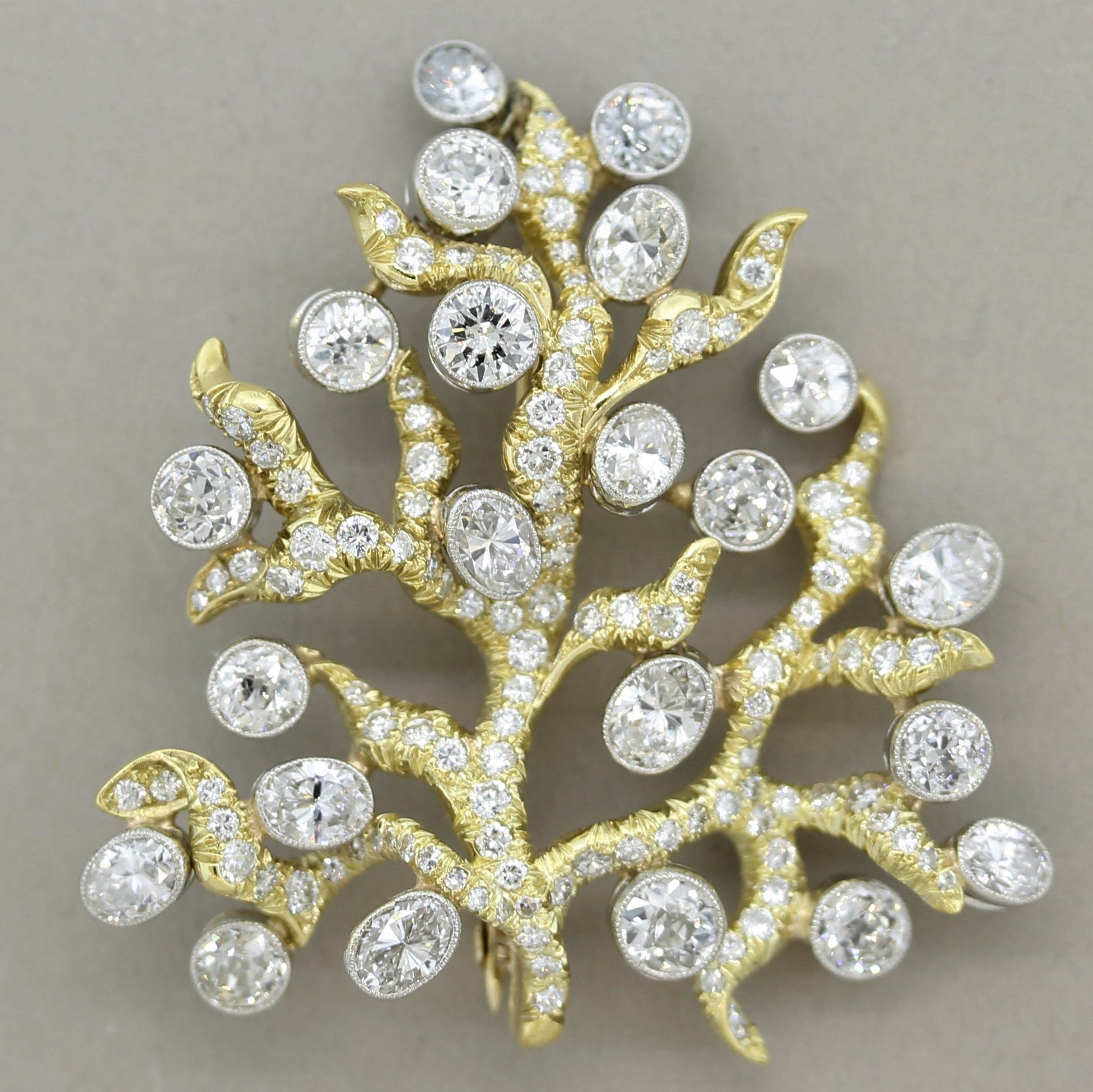 Julius Cohen Diamond Gold Tree-of-life Brooch
