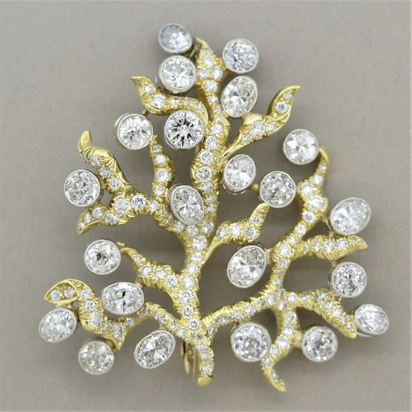Julius Cohen Diamond Gold Tree-of-life Brooch
