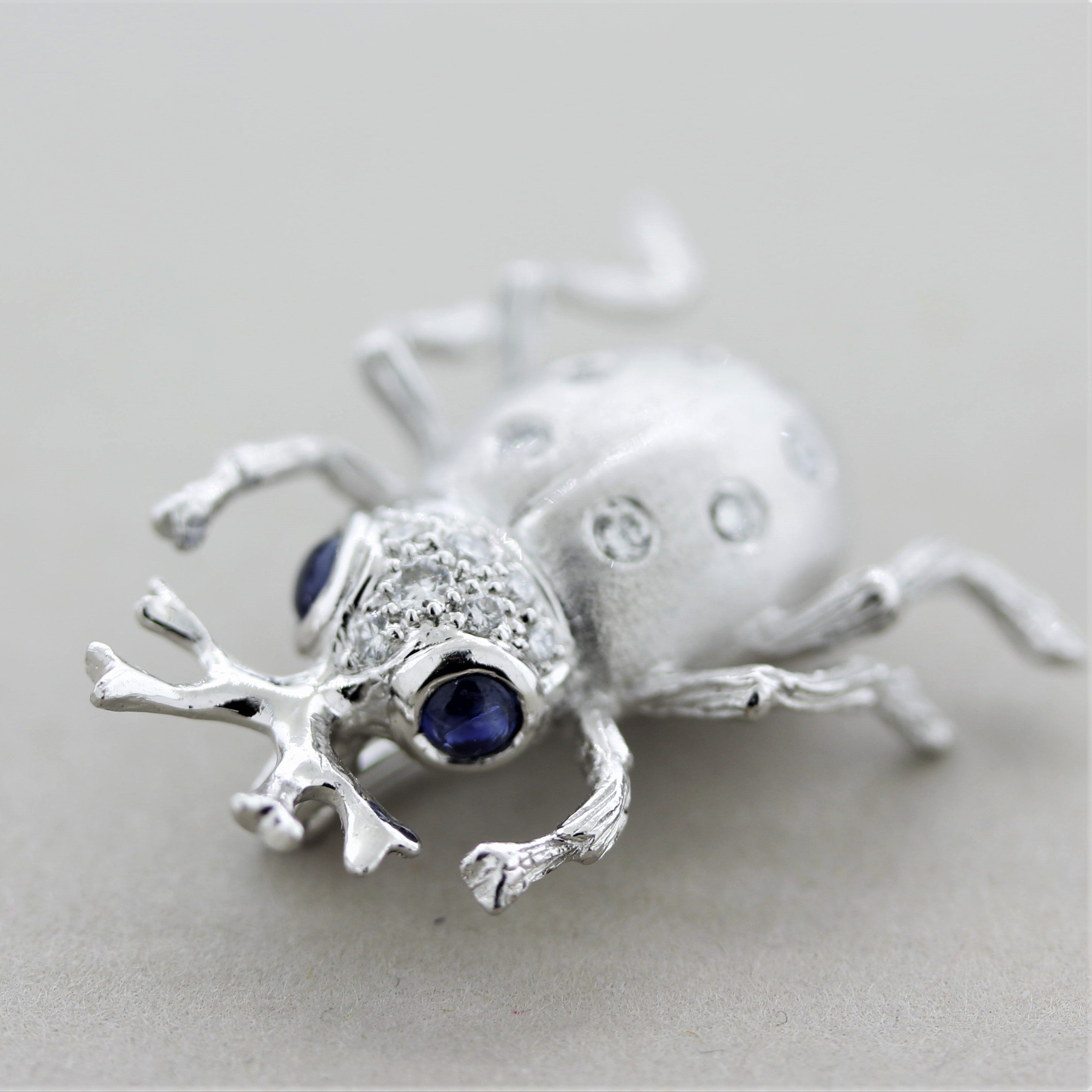 Diamond Sapphire Platinum Beetle Pin Brooch