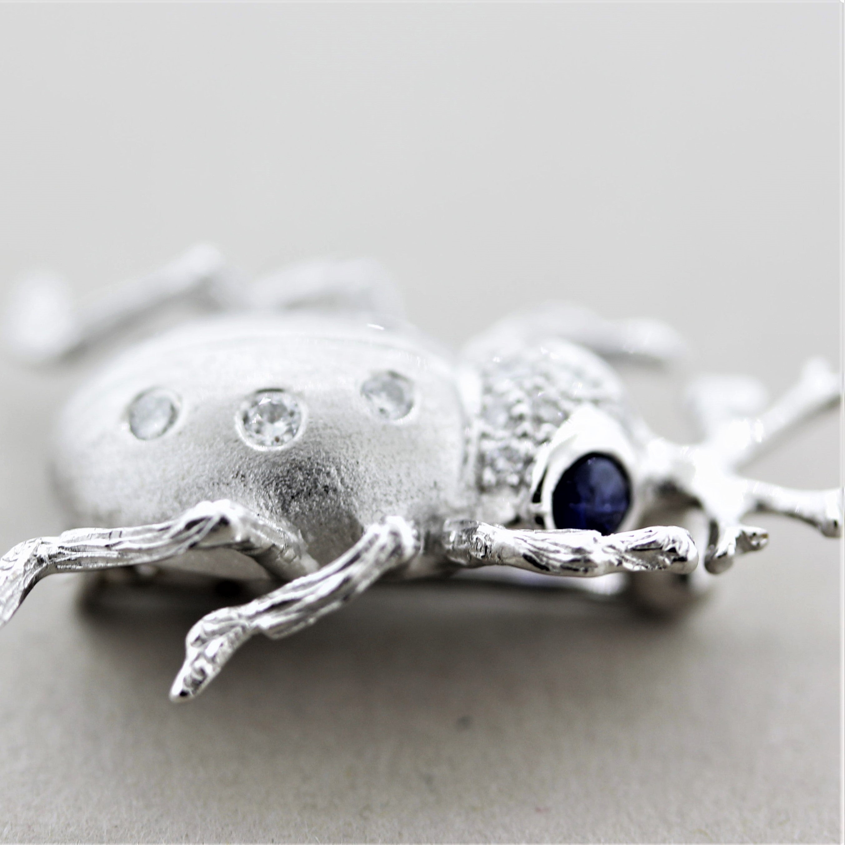 Diamond Sapphire Platinum Beetle Pin Brooch