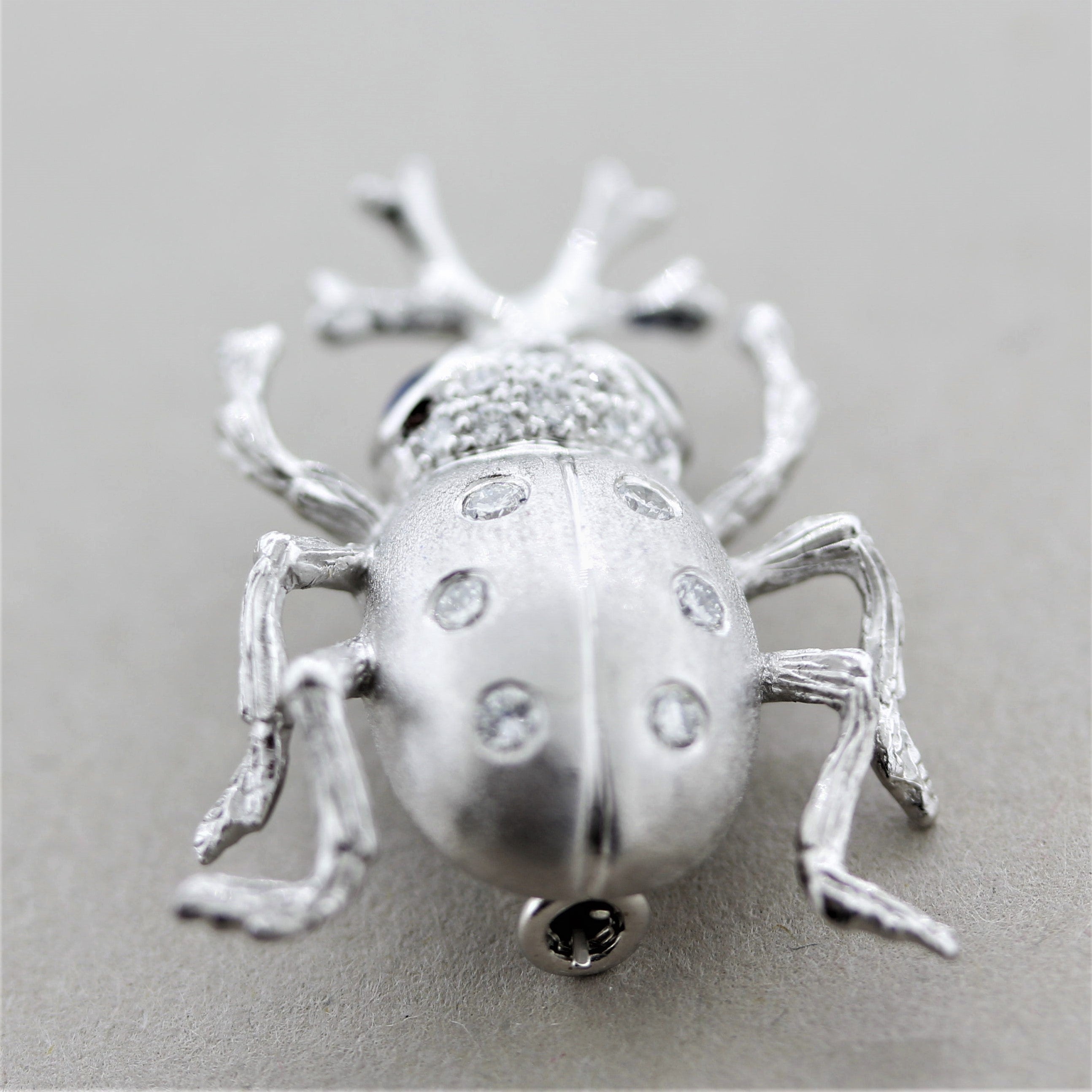 Diamond Sapphire Platinum Beetle Pin Brooch