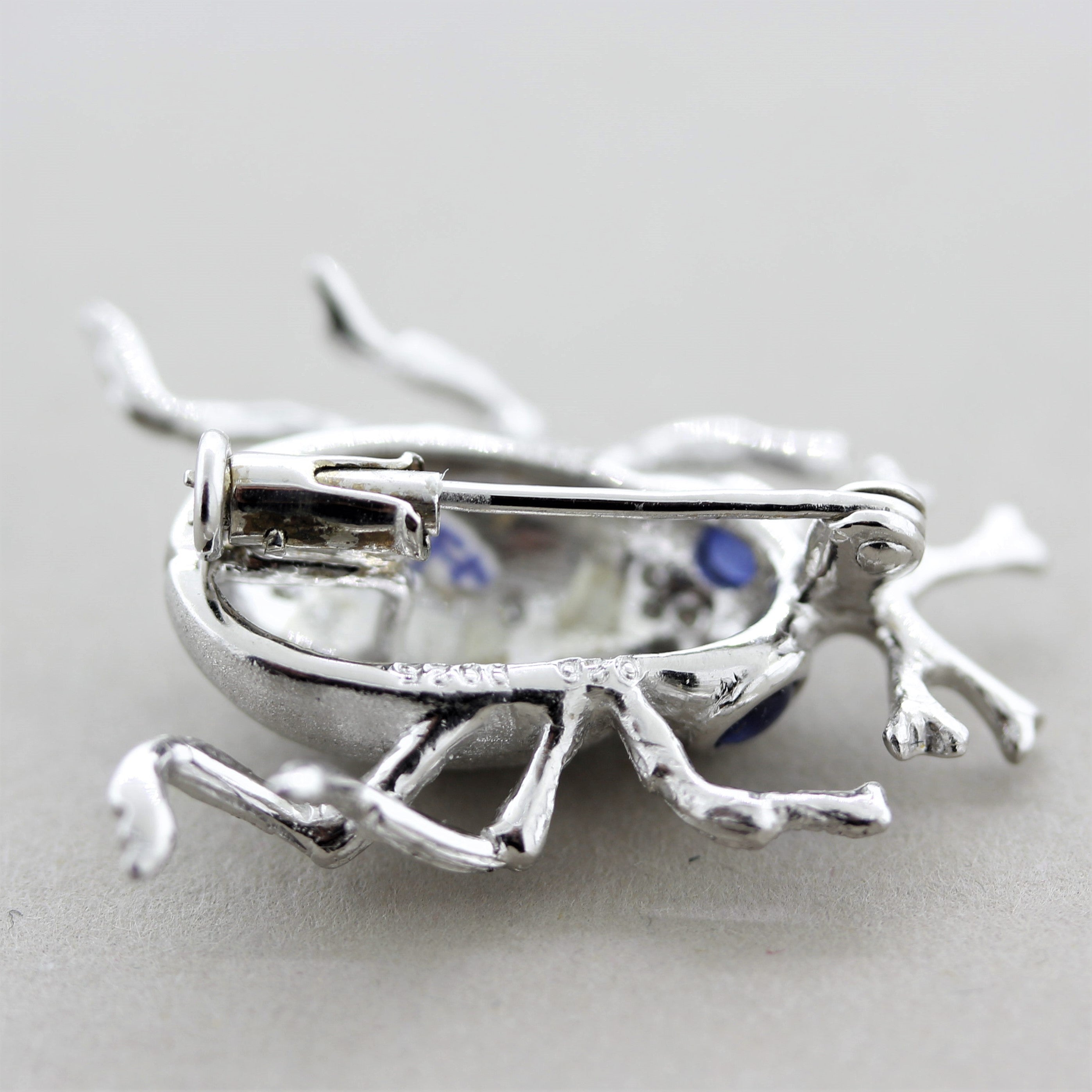 Diamond Sapphire Platinum Beetle Pin Brooch