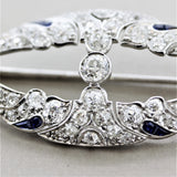 Lambert-Bros Art Deco Diamond Sapphire Platinum Brooch