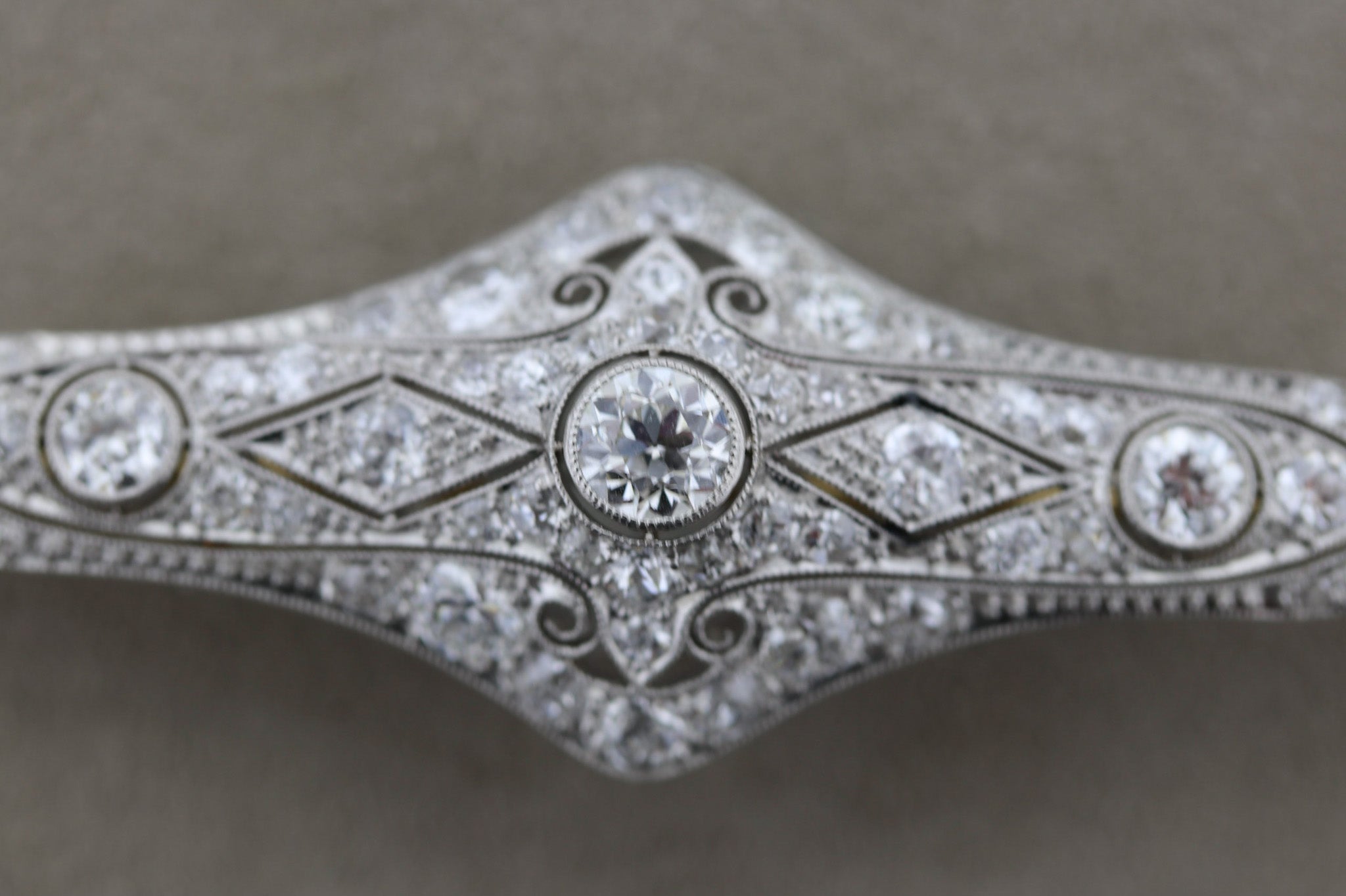 Edwardian Diamond Platinum Gold Pin Brooch, Circa 1915